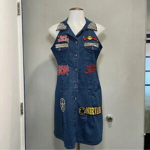 Denim Rocker Dress With Iron Maiden Patch’s Santory Size M